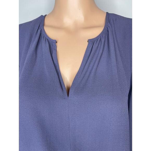 Eileen Fisher Slit Neck Purple Long Sleeve Georgette Silk Blouse size Medium New - Picture 4 of 13